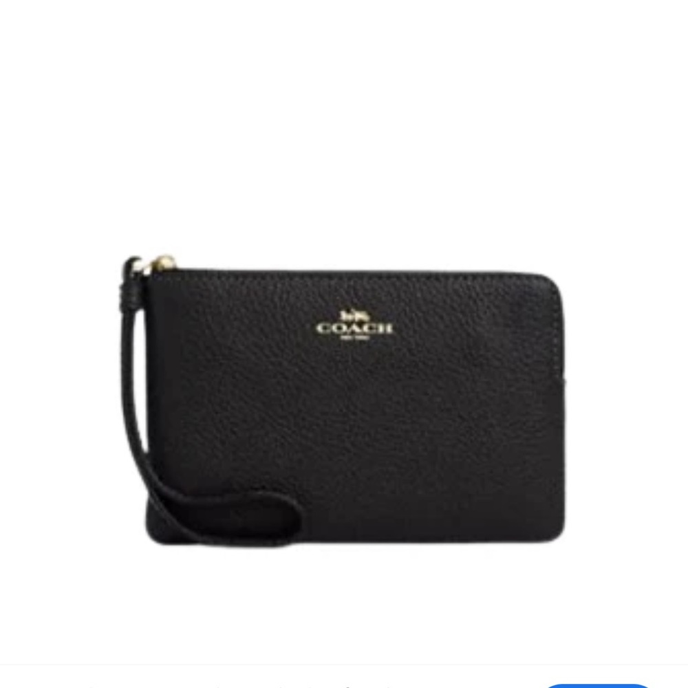 Coach Black Wristlet with Gold Logo